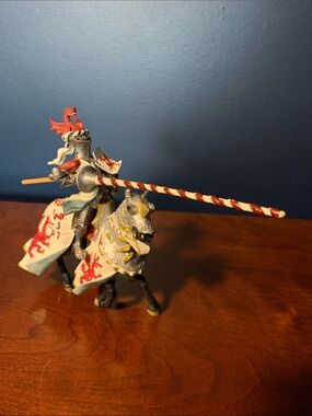 Red Dragon Knight Jousting Figurine on Horse